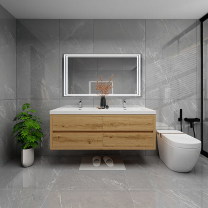 Elysia 60" Double Sink Floating Bathroom Vanity