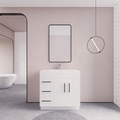 Aqua 36” Single Sink Freestanding Bathroom Vanity (Left Side Drawers)