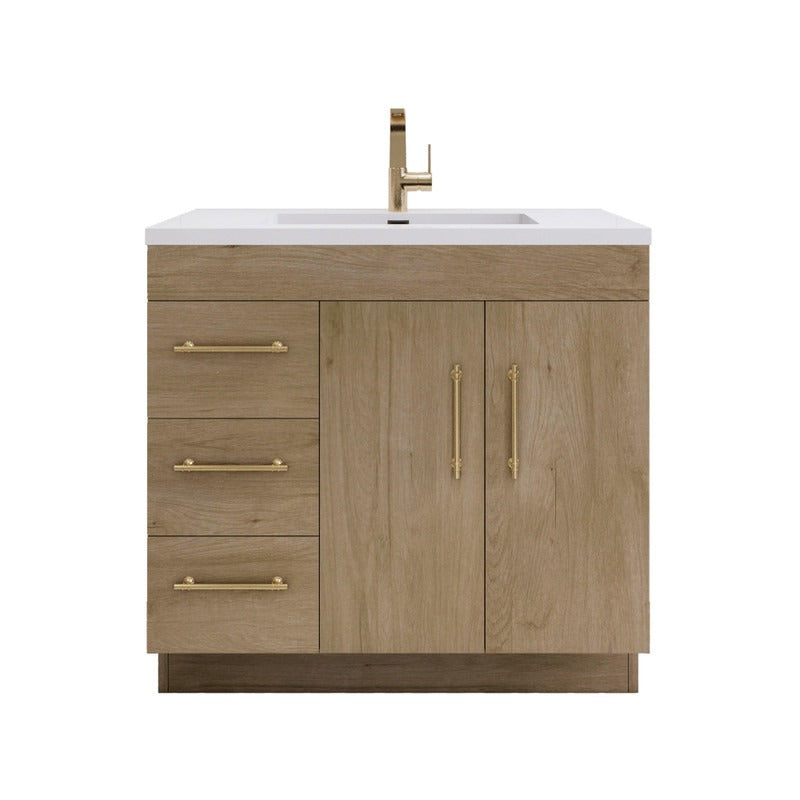 Aqua 36” Single Sink Freestanding Bathroom Vanity (Left Side Drawers)