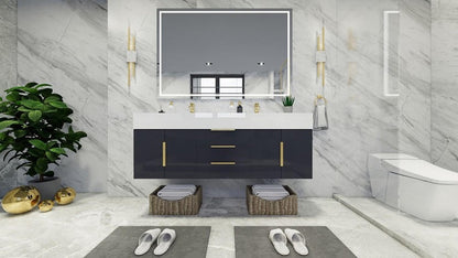 Boreal 60” Double Sink Floating Bathroom Vanity