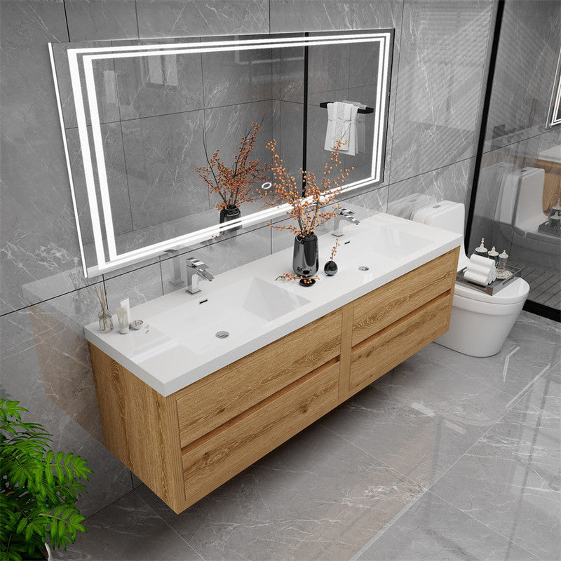 Elysia 72" Double Sink Floating Bathroom Vanity