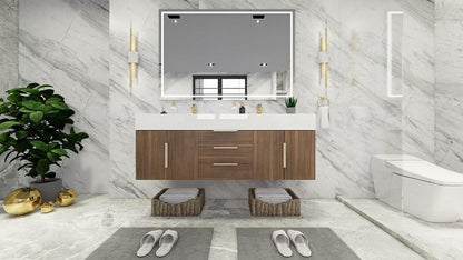 Boreal 60” Double Sink Floating Bathroom Vanity