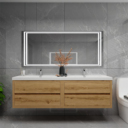 Elysia 72" Double Sink Floating Bathroom Vanity