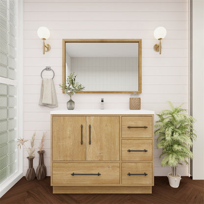 Arezzo 42" Single Sink Freestanding Bathroom Vanity (Right Side Drawers)