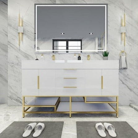 Boreal 60“ Double Sink Freestanding Bathroom Vanity
