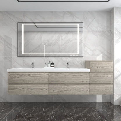 Amber 92“ Double Sink Floating Bathroom Vanity (Side Cabinet)