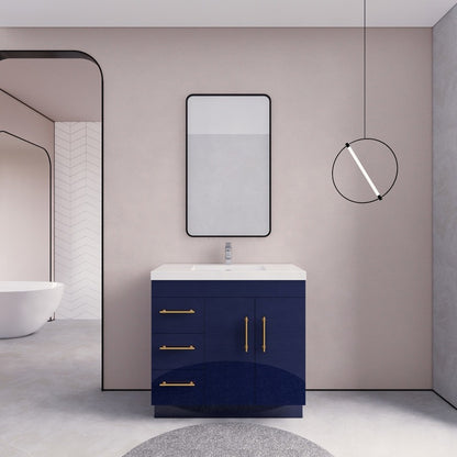 Aqua 36” Single Sink Freestanding Bathroom Vanity (Left Side Drawers)