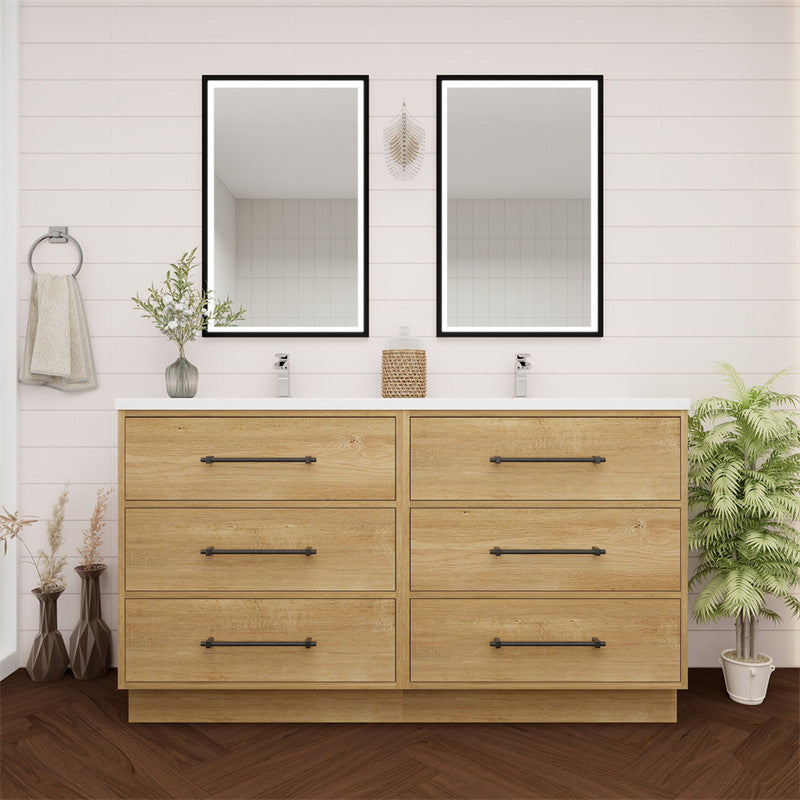 Arezzo 60" Double Sink Freestanding Bathroom Vanity (6 Drawers)
