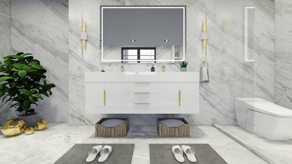 Boreal 60” Double Sink Floating Bathroom Vanity