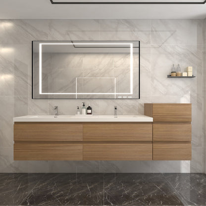 Amber 92“ Double Sink Floating Bathroom Vanity (Side Cabinet)