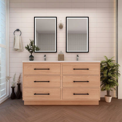 Arezzo 60" Double Sink Freestanding Bathroom Vanity (6 Drawers)