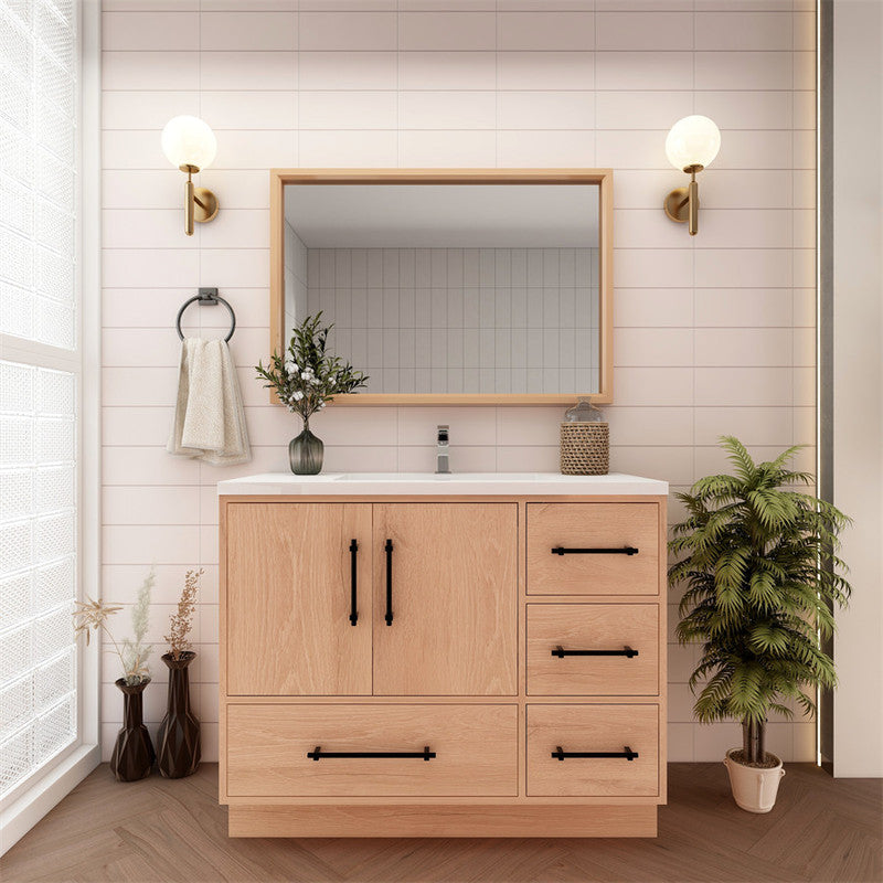 Arezzo 42" Single Sink Freestanding Bathroom Vanity (Right Side Drawers)