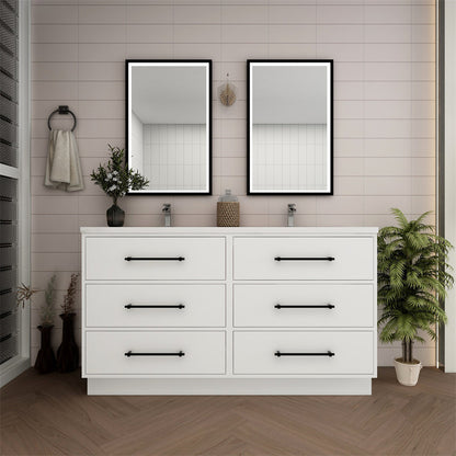 Arezzo 60" Double Sink Freestanding Bathroom Vanity (6 Drawers)