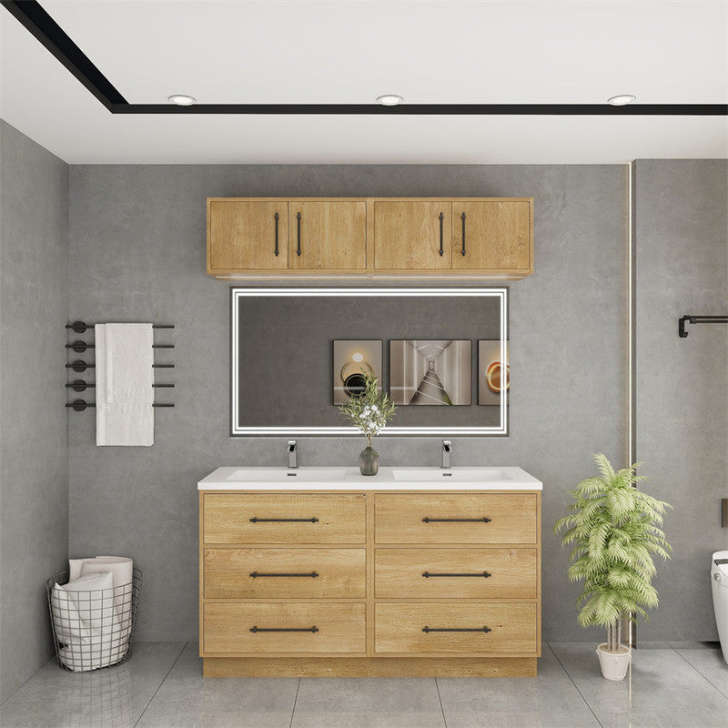 Arezzo 60" Double Sink Freestanding Bathroom Vanity (6 Drawers)