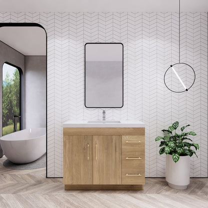 Aqua 42” Single Sink Freestanding Bathroom Vanity (Right Side Drawers)