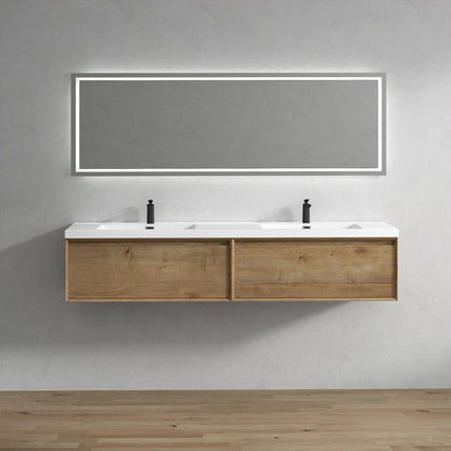 Nordic 84” Double Sink Floating Bathroom Vanity