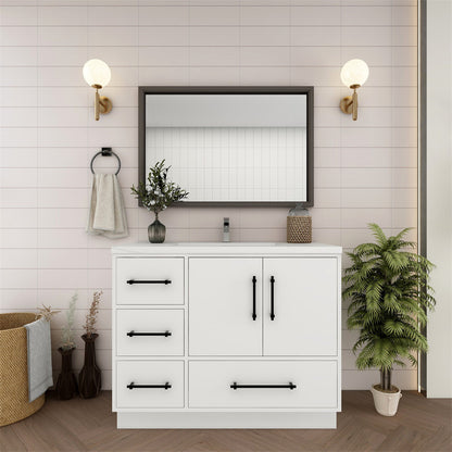 Arezzo 42" Single Sink Freestanding Bathroom Vanity (Left Side Drawers)