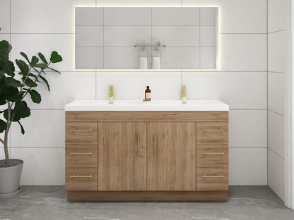 Aqua 60” Double Sink Freestanding Bathroom Vanity