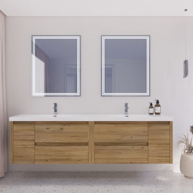 Oasis 84” Double Sink Floating Bathroom Vanity