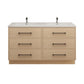 Arezzo 60" Double Sink Freestanding Bathroom Vanity (6 Drawers)