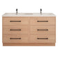 Arezzo 60" Double Sink Freestanding Bathroom Vanity (6 Drawers)