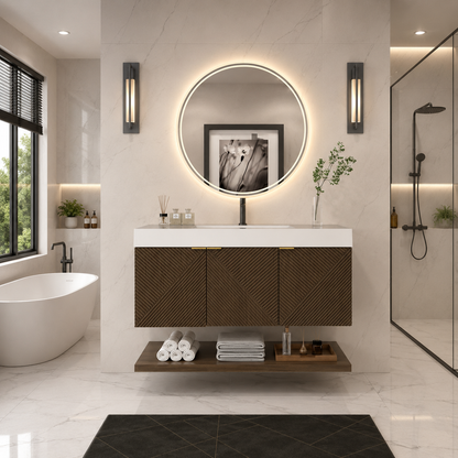 Karina 48" Fluted Floating Bathroom Vanity with Integrated Sink