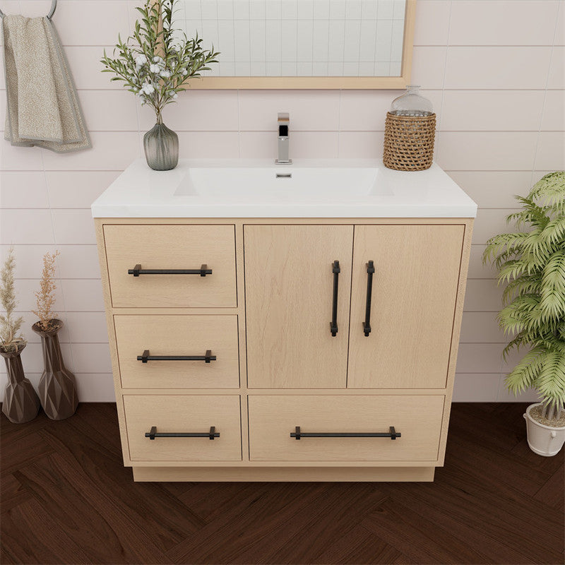 Arezzo 36" Single Sink Freestanding Bathroom Vanity (Left Side Drawers)