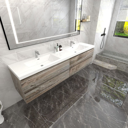 Amber 84“ Double Sink Floating Bathroom Vanity