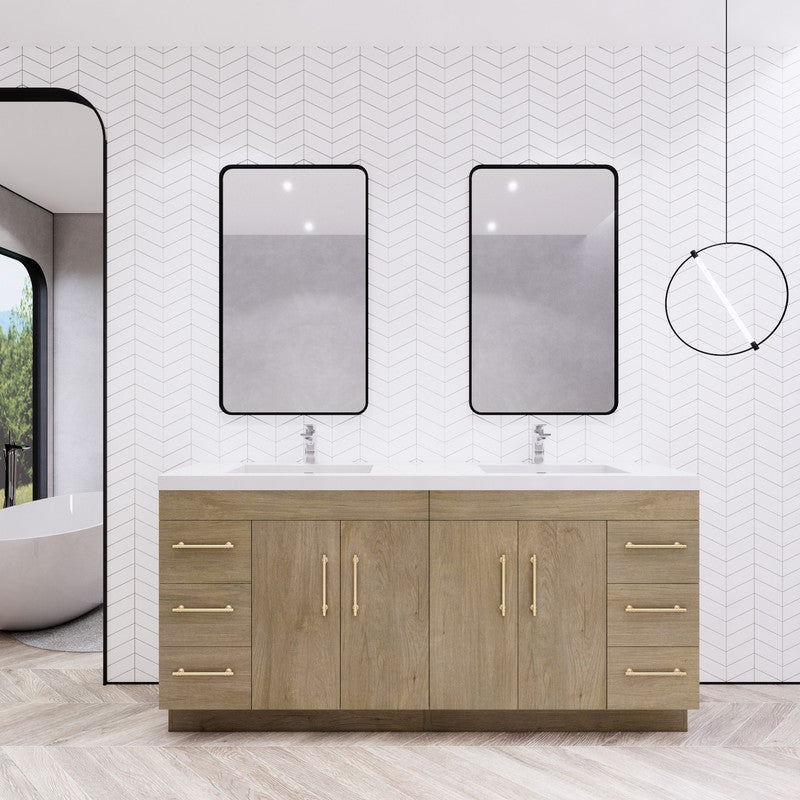 Aqua 84” Double Sink Freestanding Bathroom Vanity