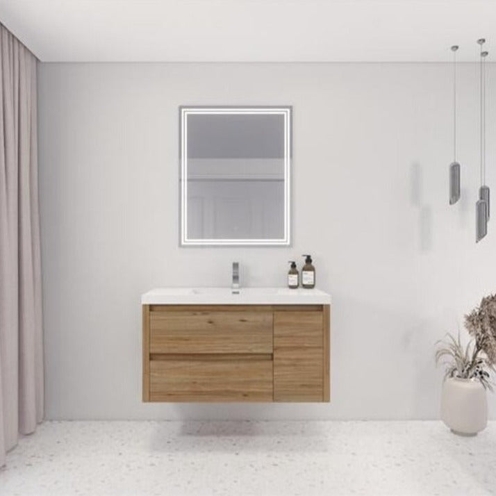 Oasis 36” Floating Bathroom Vanity (Left Drawers)