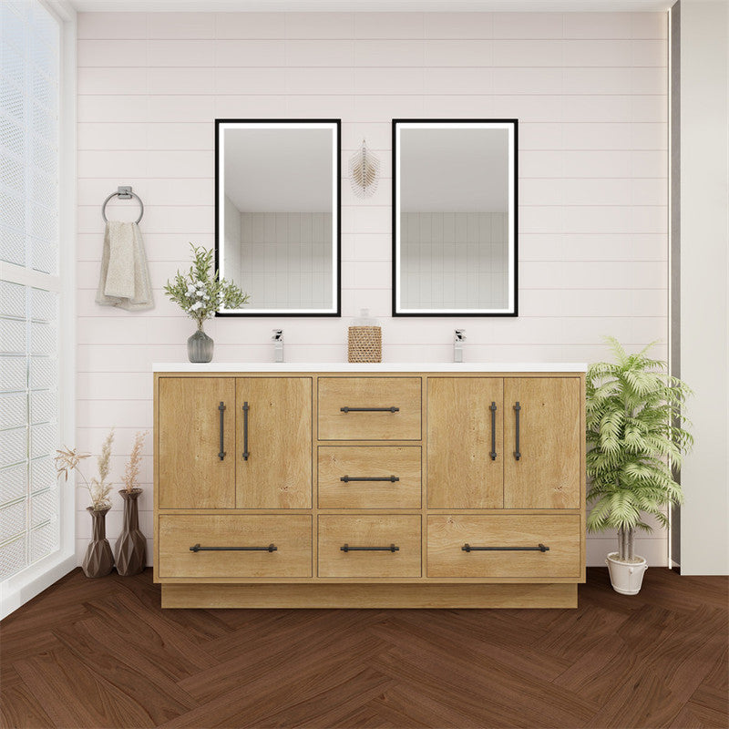 Arezzo 60" Double Sink Freestanding Bathroom Vanity