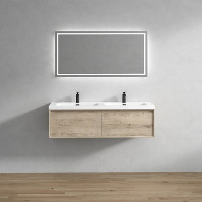 Nordic 60” Double Sink Floating Bathroom Vanity