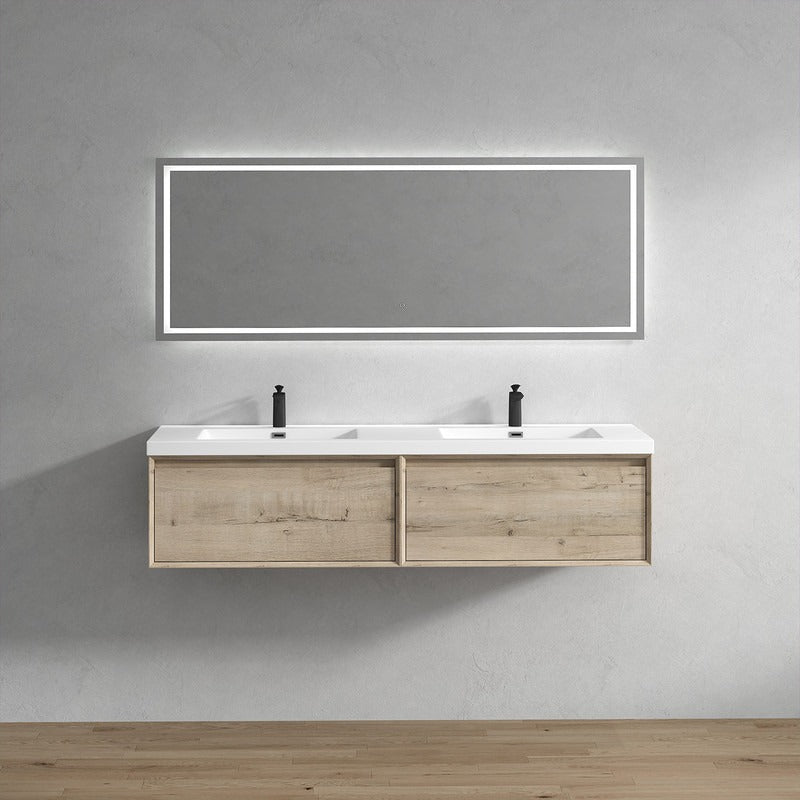 Nordic 72” Double Sink Floating Bathroom Vanity