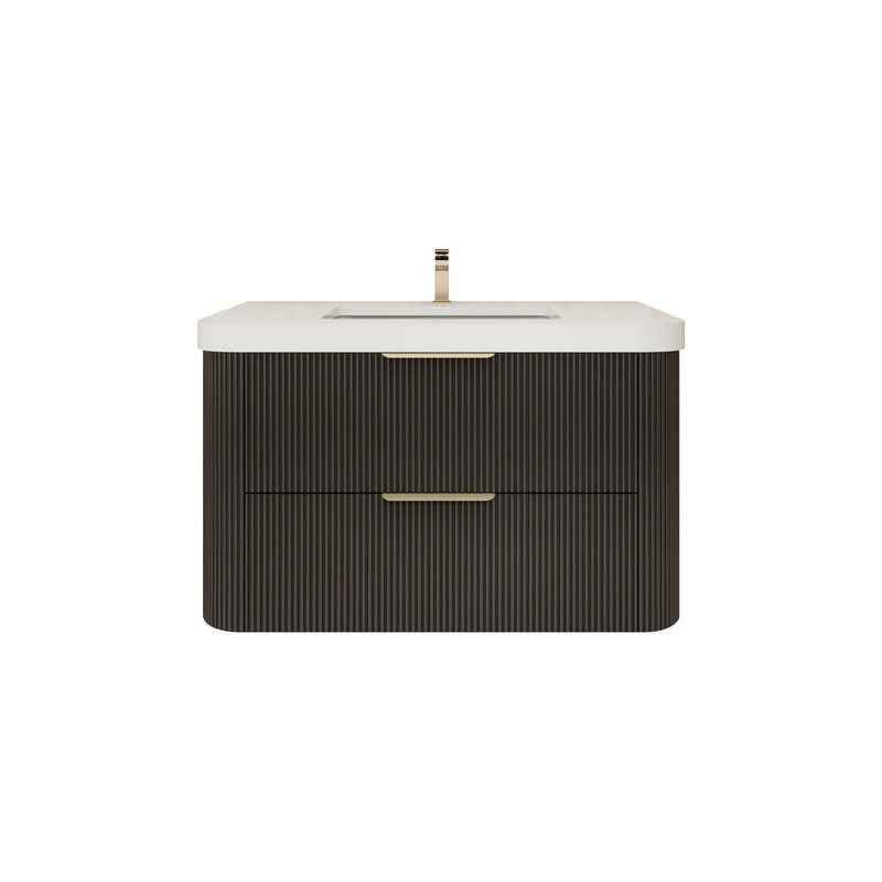 Haven Fluted 36" Floating Vanity | Modern Curved Wall-Hung Cabinet