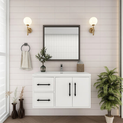 Arezzo 36" Solid Wood Floating Bathroom Vanity (Left Drawers)