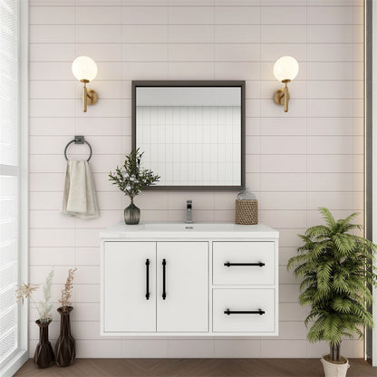 Arezzo 36" Solid Wood Floating Bathroom Vanity (Right Drawers)