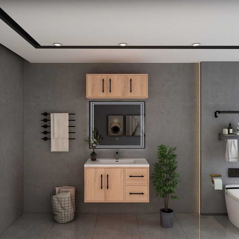 Arezzo 36" Solid Wood Floating Bathroom Vanity (Right Drawers)