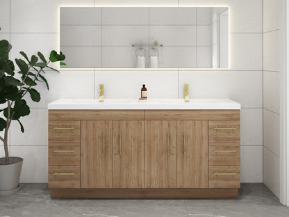 Aqua 84” Double Sink Freestanding Bathroom Vanity