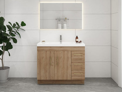 Aqua 42” Single Sink Freestanding Bathroom Vanity (Right Side Drawers)