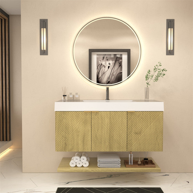Karina 48" Fluted Floating Bathroom Vanity with Integrated Sink