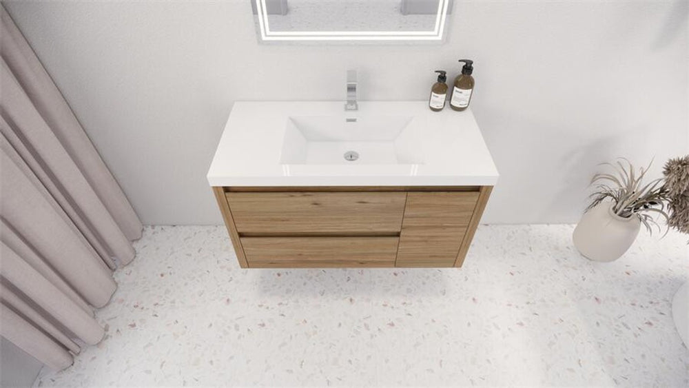 Oasis 36” Floating Bathroom Vanity (Left Drawers)