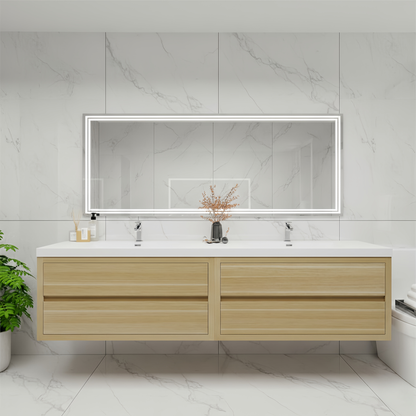 Elysia 84" Double Sink Floating Bathroom Vanity