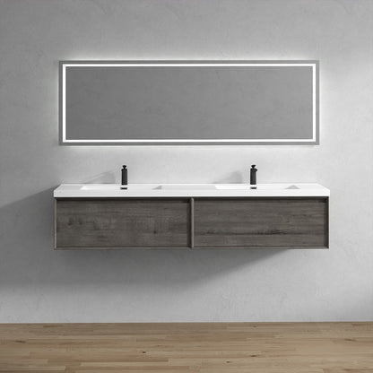 Nordic 84” Double Sink Floating Bathroom Vanity
