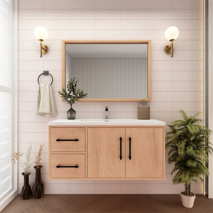 Arezzo 42" Solid Wood Floating Bathroom Vanity (Left Drawers)