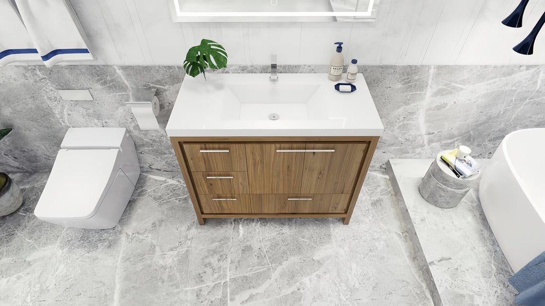 Lucia 42" Classic Freestanding Bathroom Vanity (Left Drawers)