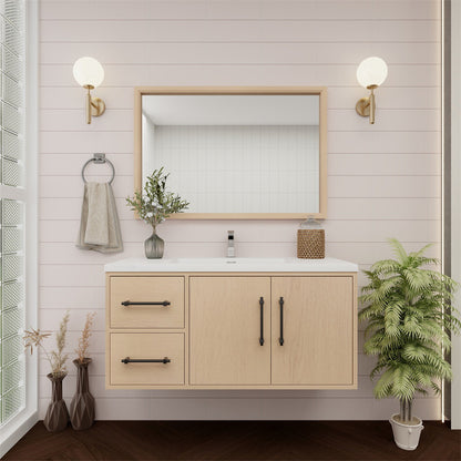 Arezzo 42" Solid Wood Floating Bathroom Vanity (Left Drawers)