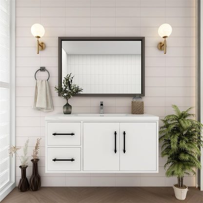 Arezzo 42" Solid Wood Floating Bathroom Vanity (Left Drawers)