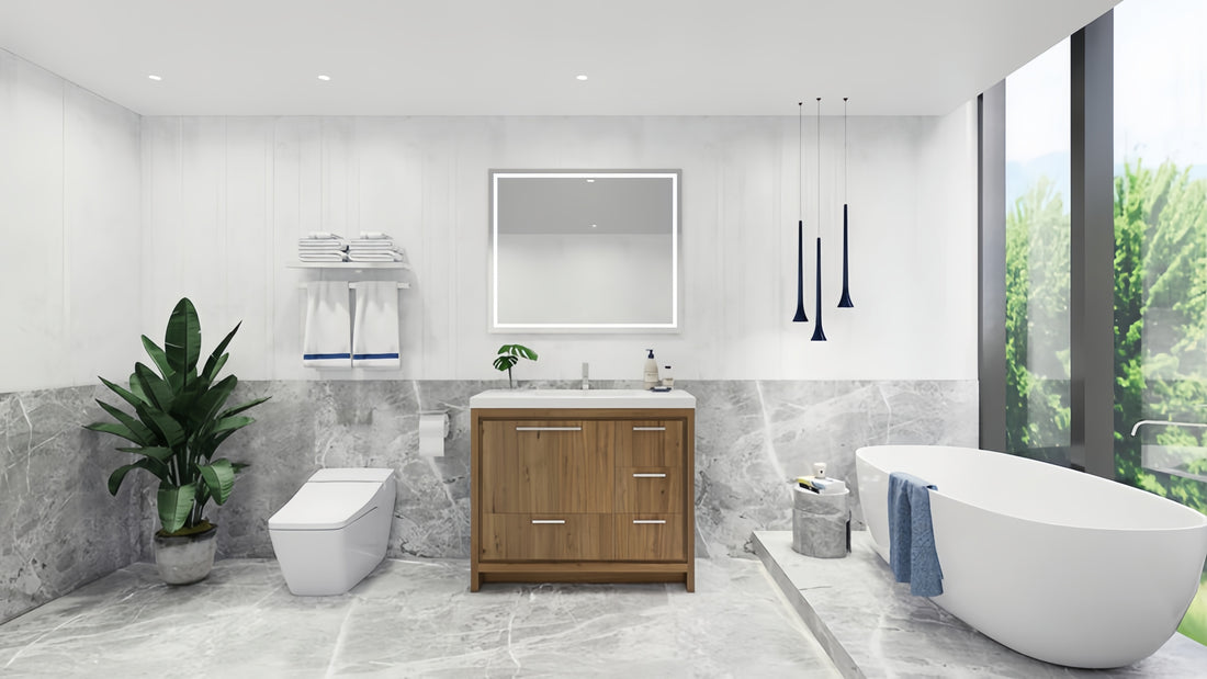 Lucia 42" Classic Freestanding Bathroom Vanity (Right Drawers)