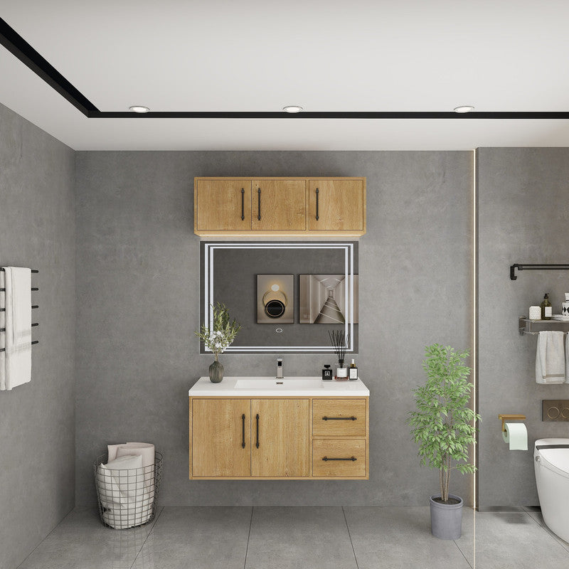 Arezzo 42" Solid Wood Floating Bathroom Vanity (Right Drawers)