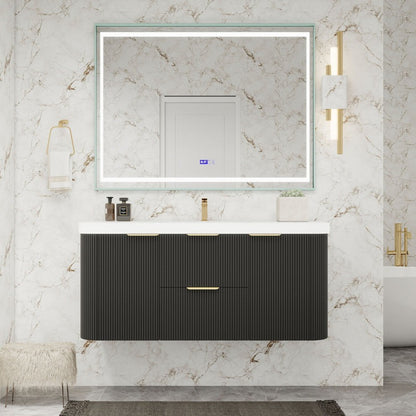 Haven Fluted 48" Floating Vanity | Modern Curved Wall-Hung Cabinet